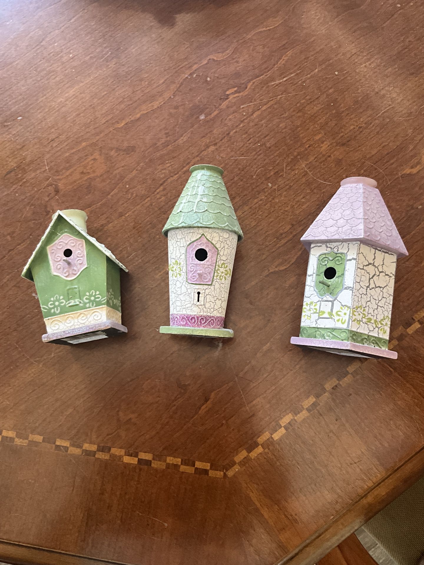 Ornate Metal Birdhouse Candle Holders