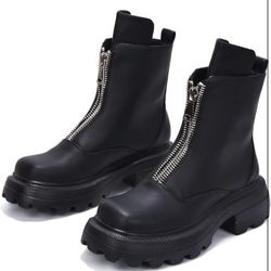Zip-Front Chunky Combat Boots