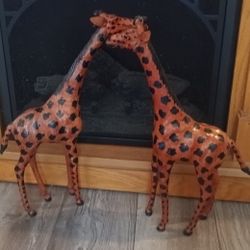 Vintage Handmade Leather Giraffes 