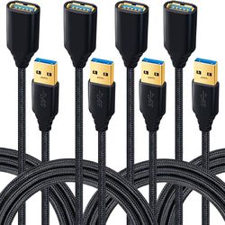USB 3.0 Extension Cable, 4Pack [6ft] USB A Male to Female Braided Extender Co...