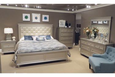 Brand New 4 Pc Queen & King Size Bedroom set (Queen and King Bed Frame, dresser, mirror, nightstand, chest, mattress, box spring available)