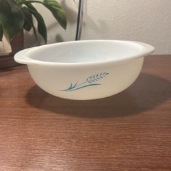 Vintage Pyrex Turquoise Wheat Milk Glass Bowl With No Lid 