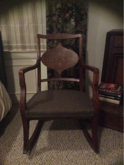 Antique Rocking Chair with inlaid Mother of Pearl