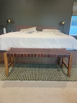 Wood and leather bench