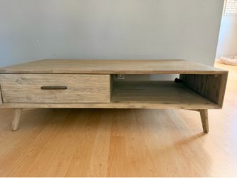 Modern Wood Coffee Table with 2 Storage Drawers
