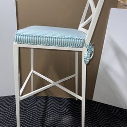 janus et cie AZIMUTH CROSS BARSTOOL WITH CUSTOM CUSHION, White Vermouth
