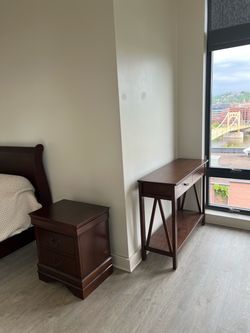 Queen bed with mattress with matching nightstand