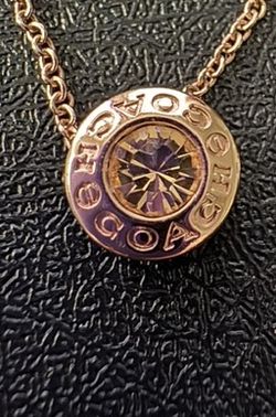 COACH Women's Rose Gold Open Circle Crystal Stone Strand Necklace
