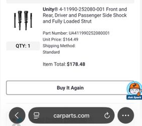 2012 Ford Fusion Shocks and Struts (New)