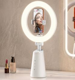 Ring Light for Makeup, 11" Desk Ring Light with Stand and Phone Holder, CRI 98+ True Color LED Makeup Light, Dimmable Selfie Ring Lights for Video Rec