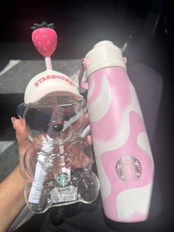 Pink Starbucks bear cups