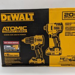 New DeWalt (DCK225D2) Atomic 20v Max Brushless Drill/Driver &Impact Drive Combo Kit