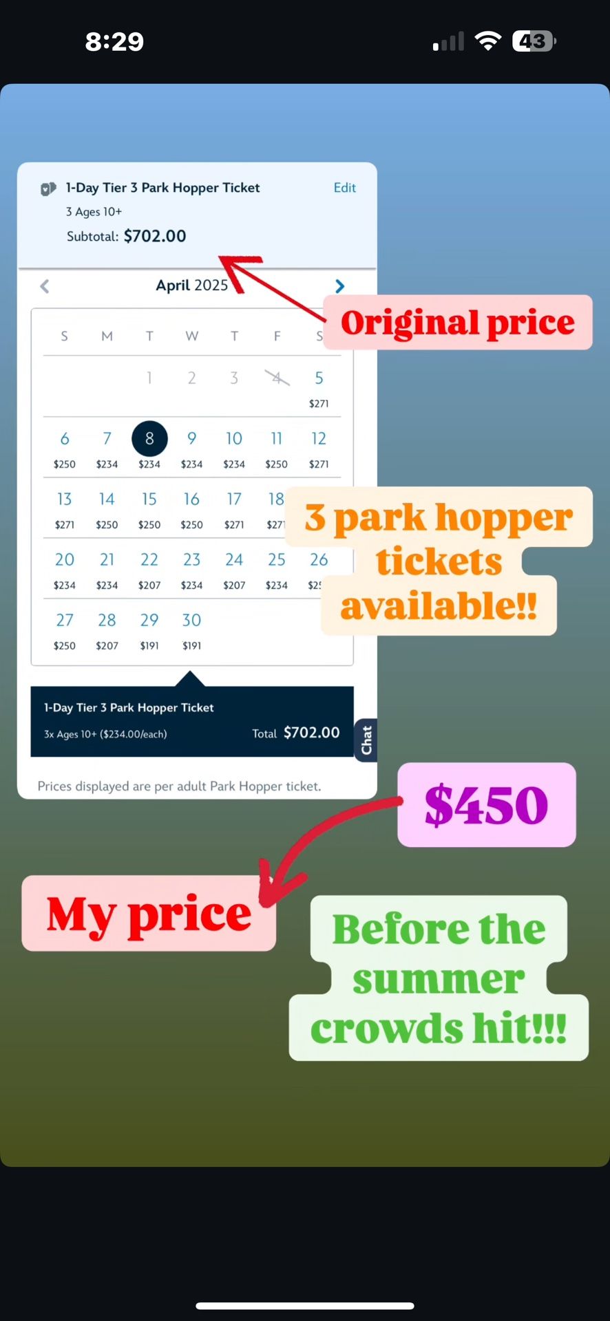 Disneyland Tickets.