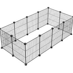 DIY Small Animal Pet Playpen, Guinea Pig Cages, Rabbit Playpen, Dog/ Puppy Playpen, Indoor Portable Metal Wire Yard Fence, 15 X 12 Inch, 12 Panels, Bl