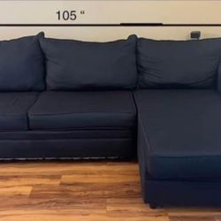 3 in 1 Sectional Sofa with Pull Out Bed (Like New Gel Mattress Included)