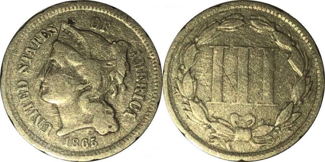 1865 3 Cent piece