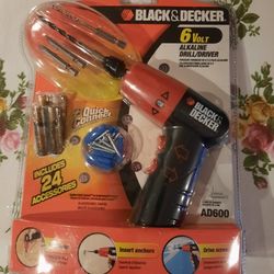Black & Decker 6 Volt Drill/Driver & 24 Accesories.
Brand New & Sealed but the Batteries Leaked in The Package Not Affecting Product. See Pics.
$25 Ea