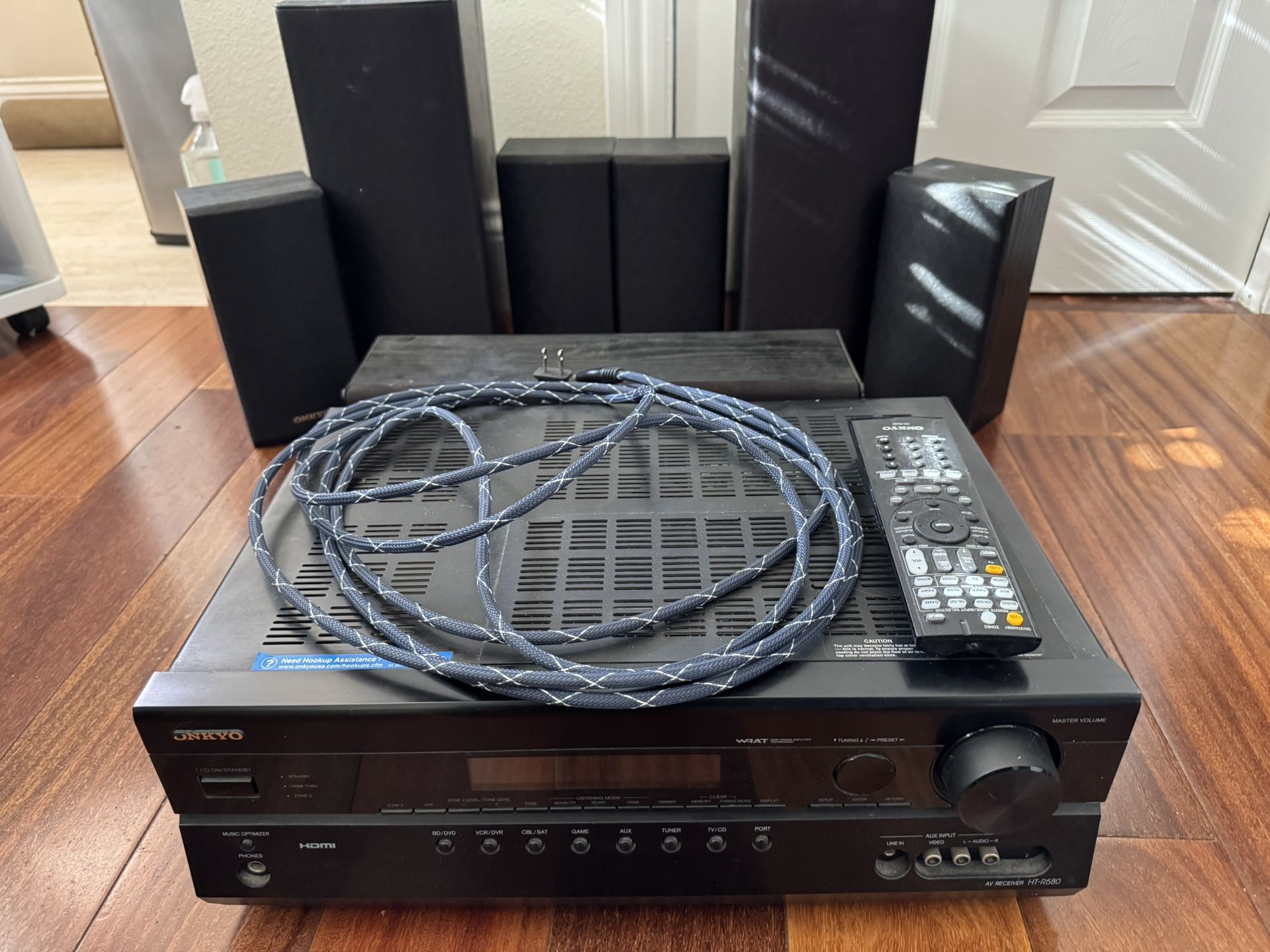 Onkyo Receiver And 7 Speakers System