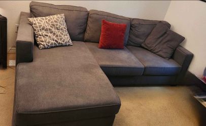 Large gray living spaces couch with chaise lounge, great condition!