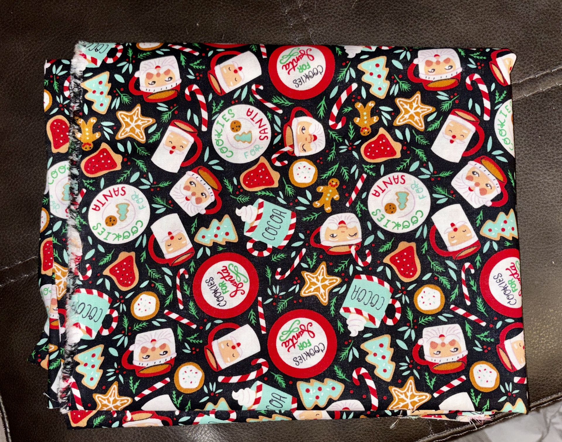 2 Yds Robert Kaufman Cookies for Santa Fabric, 100%  Cotton, Christmas