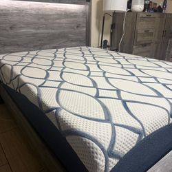 Queen Bed Frame + Headboard + Mattress w/ Storage Drawers