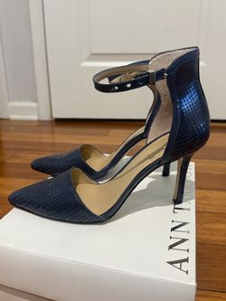 Ann Taylor Navy Blue Heels with Ankle Strap 8.5