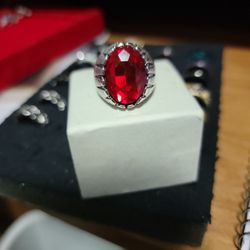 Size 10 Stainless Steel Ruby Ring