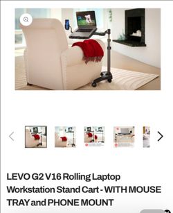 LEVO G2 V16 Rolling Laptop Workstation Stand Cart - WITH MOUSE TRAY/PHONE MOUNT