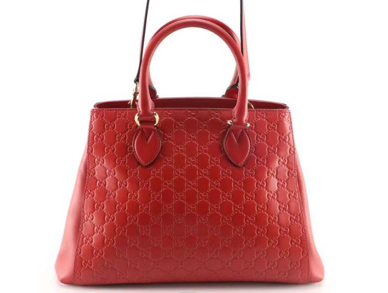 Gucci Two-Way Satchel in Red Guccissima Embossed Leather