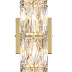 23.6-Inch Crystal Wall Sconce Gold Sconces Wall Lighting Mid-Century Modern 6-Light Wall Mount Light Brass Wall Light Fixture for Bathroom Bedroom Hal