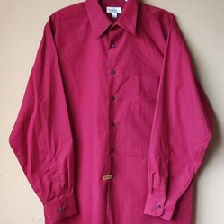 Van Heusen Long Sleeve Button Down Wrinkle Free Red Mens Dress Shirt Size 17