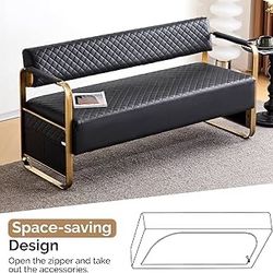 Waiting Room Chairs with Arms, 57.5’’ Office Guest Chair upholstered Bench Seating, Reception Furniture for Beauty Salon Barbershop Airport Bank Hall 