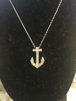 925 Sterling silver 18" inches necklace with Zirconia charm $12