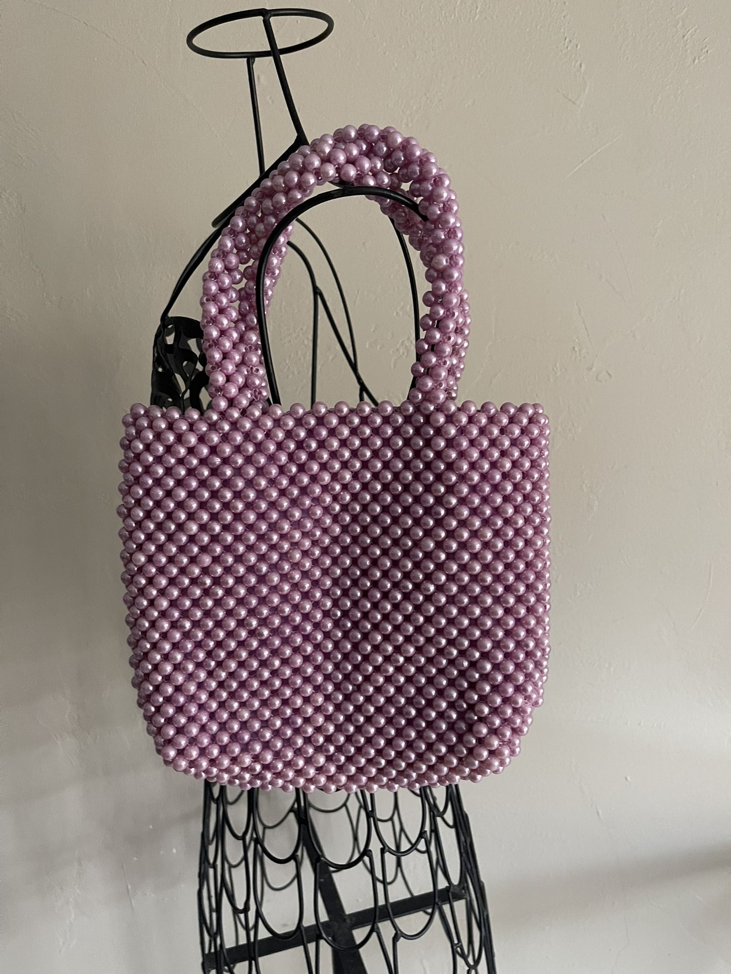 Lilac Beaded Handbag