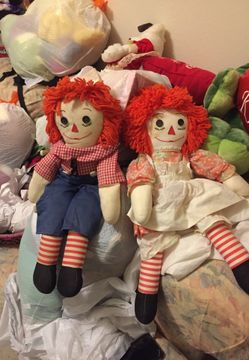 VINTAGE GEORGENE GRUELLE RAGGEDY 1947 TAG ANN/ANDY DOLLS w/ORIGINAL OUTFITS! GR