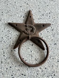 Vintage Lone Star Cast Iron Metal Towel Ring. Horse. Horseshoe. Pre Owned Patina