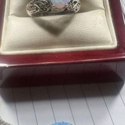 Vintage Sterling Silver Fire Opalo Scroll Design…ring Size 6 