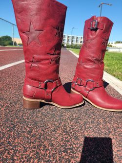 Red Cowboy Boots with Star Detail