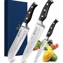 Brewin , 3PC Chef Knife Set Sharp Knives for Kitchen Stainless Steel
