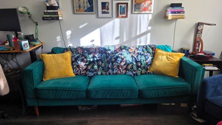 Albany Park Green Velvet Couch [Pickup Only]