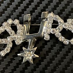 Vintage San Antonio Spurs Rhinestone Brooch Pin NBA Basketball Fan Jewelry