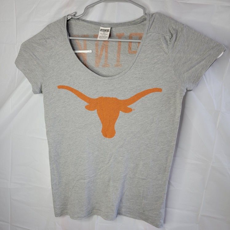 Victoria’s Secret Pink Texas Longhorns V Neck Grey Shirt Women's L 5th and Ocean