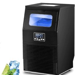 Commercial Ice Maker Stainless Steel Ice Machine 66 Lbs in 24 hrs with 8 lbs Ice Storage Capacity, Ideal for Mini Restaurants, Bars, Homes, Offices, A