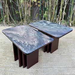 Mid-Century Danish Marble Top Side Tables