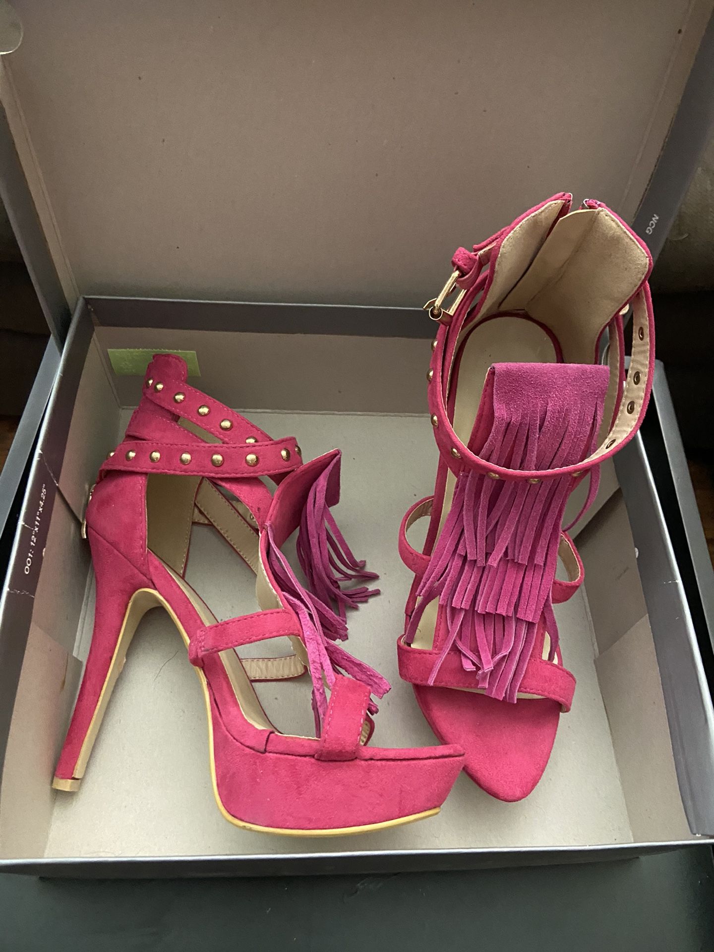 Apt 9 bakers pink fringe heels never worn