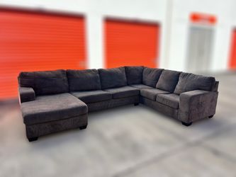 π CAN DELIVERY!!! πDark Gray Fabric Sectional Sofa with Chaise