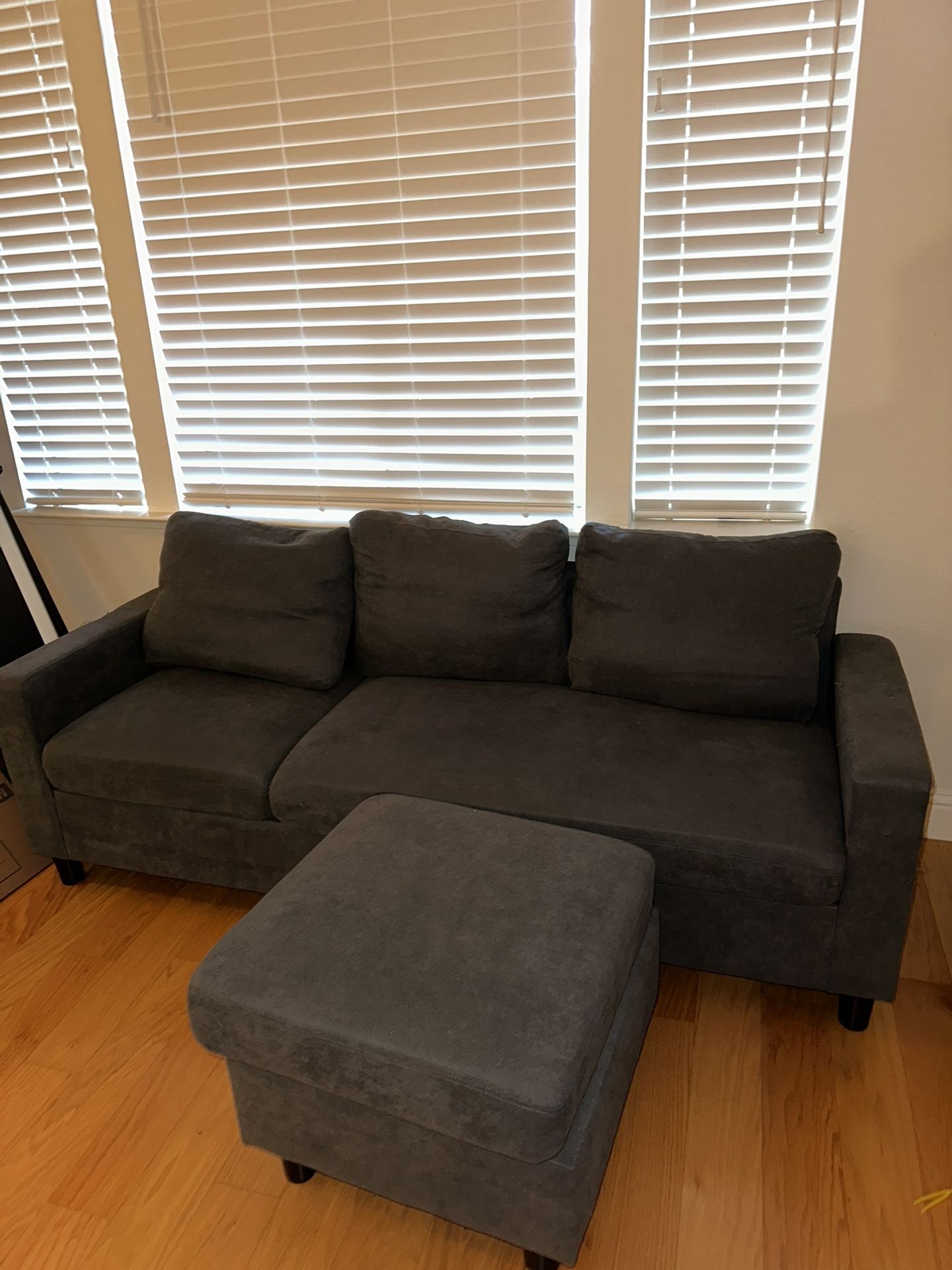 Gray Couch With Match Ottoman
