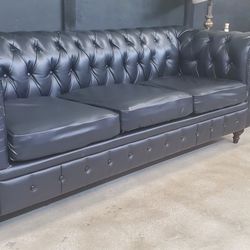 Black Faux Leather Sofa