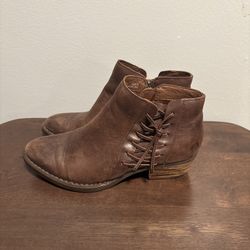 BORN Booties Women’s Size 7.5 Zip Up Leather Dark Brown Boots