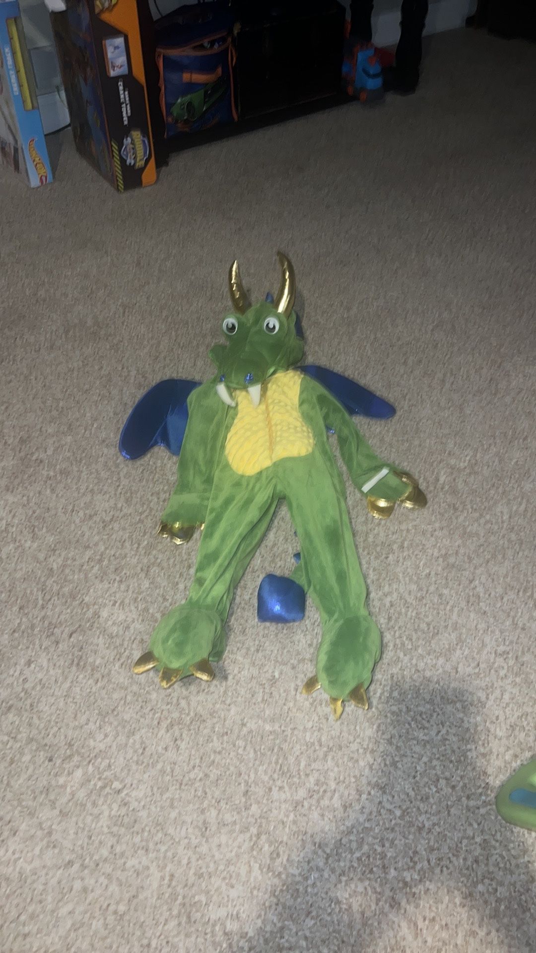 Play Dream Imagine Dragon Halloween Costume Boys Size 2T Green Zip Up Full Body. Small hole on tail. Lil dirty on bottom see pics